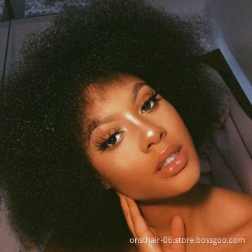 Synthetic Fluffy Big Afro Wig Short Kinky Curly Wig Cosplay Hair Color Yaki Straight for Women African Dark Brown Black Red 100g